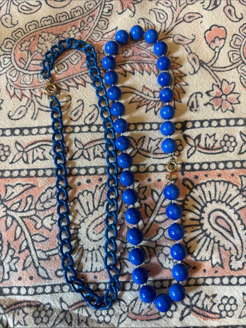 Bold Cobalt Bead & Chain Necklace - Vibrant Blue - Twister/dippin dots theme
